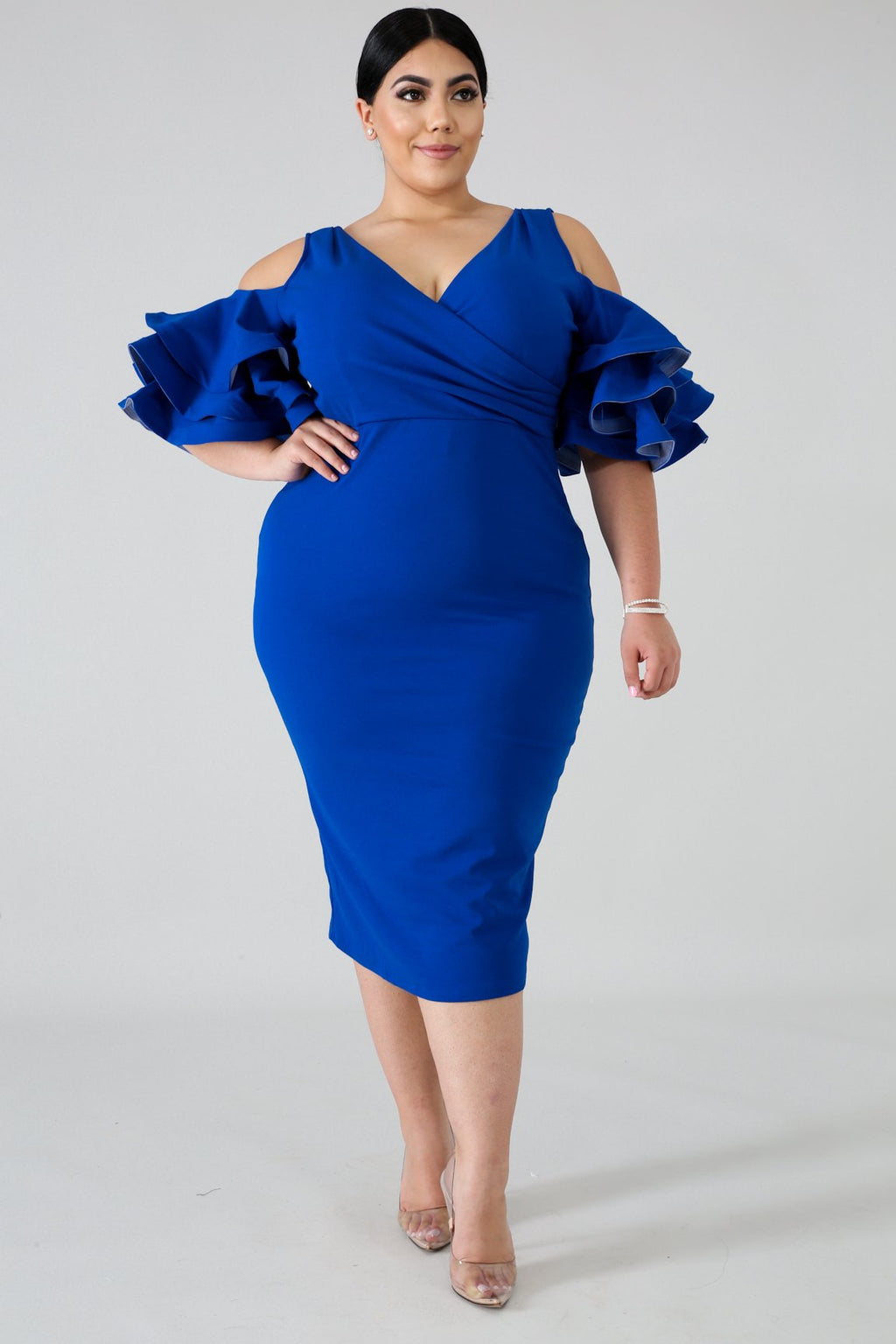 Dress -Cold Shoulder Cocktail (Blue)