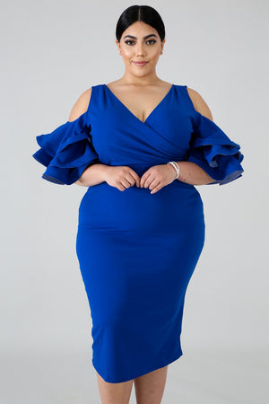 Dress -Cold Shoulder Cocktail (Blue)