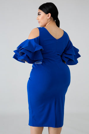Dress -Cold Shoulder Cocktail (Blue)