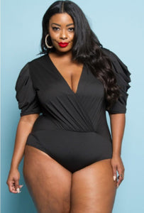 Bodysuit -PUFFED SLEEVE Black