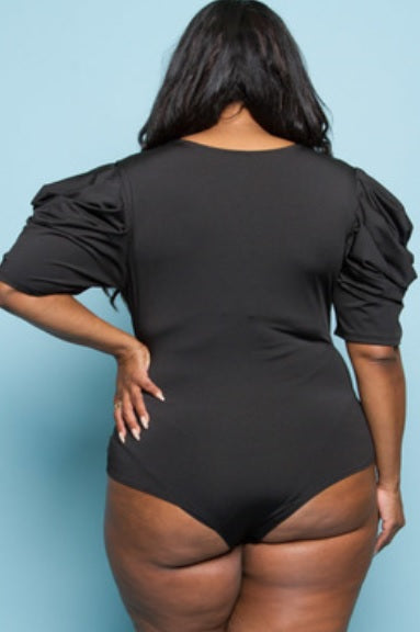 Bodysuit -PUFFED SLEEVE Black