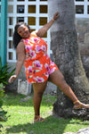 Romper -Floral Scoop (Orange)