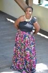 Skirt - Floral Printed Scuba Maxi