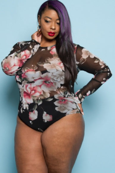 Bodysuit -Floral Mesh