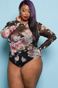 Bodysuit -Floral Mesh