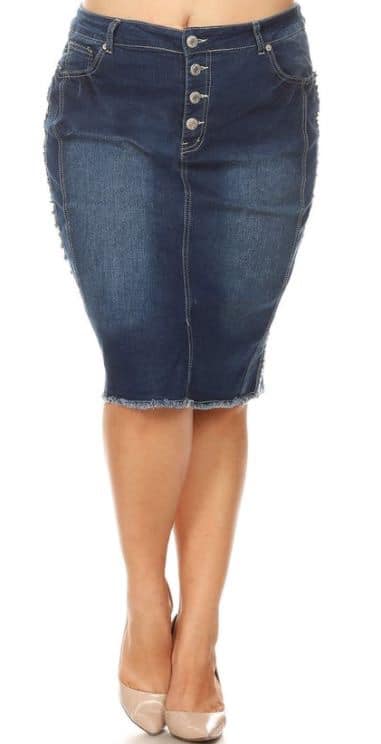 Jean Skirt -Dark Denim Mid-Buttons