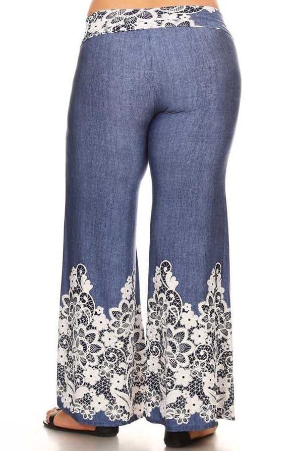 Pants -White Embroidery Wide Leg