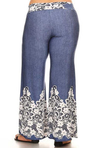 Pants -White Embroidery Wide Leg