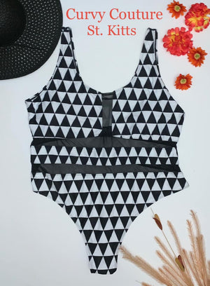 Swimwear -  Black and Whited Eclipse (Please see measurements below)