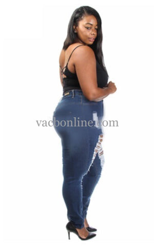 Jeans -Long Rip/Stressed Denim