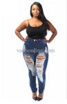 Jeans -Long Rip/Stressed Denim