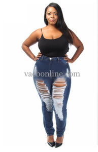 Jeans -Long Rip/Stressed Denim