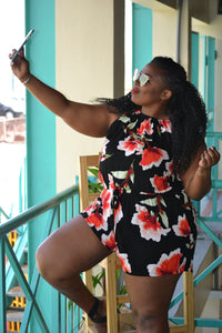 Romper -Floral Scoop (Black)