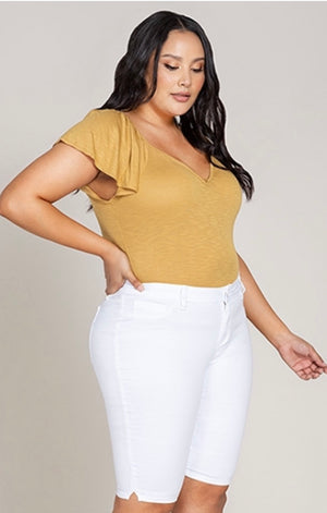 Jean - White Bermuda Shorts (Wide Fit)