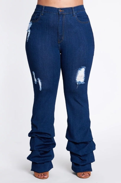 Jeans - Scrunched Denim Ripped